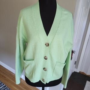 LOFT Mint Green Button-Up Cardigan